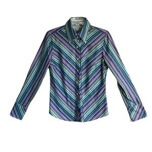 Tommy Hilfiger Spring Mardi-Gras Easter Multicolor Stripe Long-Sleeve Shirt NEW!